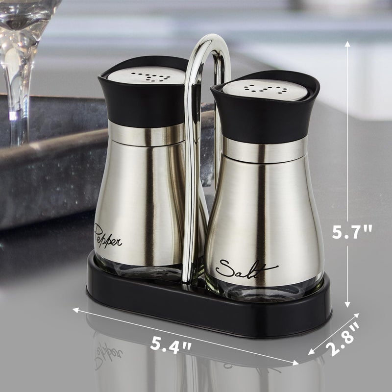 Lonffery Salt and Pepper Shakers Set, Stainless Steel Salt Containers with Glass Bottle for Table, RV, Camp, BBQ, Set of 2 - Image 5